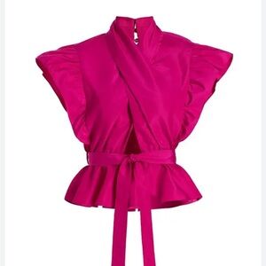 Derek Crosby Lamb Fuchsia Brynn Wrap Blouse with Tie Waist